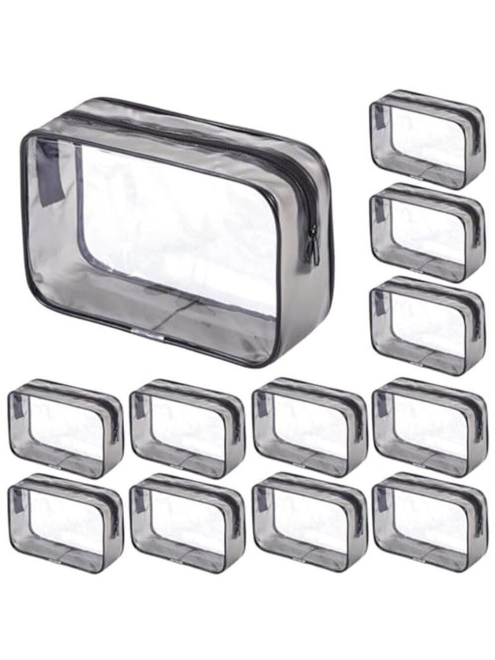 12 Pcs Clear Makeup Bags Bulk with Zipper, Clear PVC Travel Toiletry